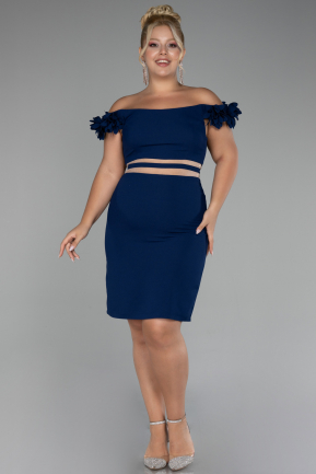 Robe De Invitation Grande Taille Courte Bleu Marine ABK2121