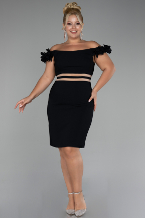 Robe De Invitation Grande Taille Courte Noir ABK2121