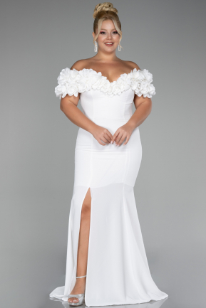 Robe de Soirée Grande Taille Longue Blanc ABU4081