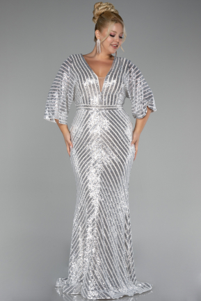 Robe de Soirée Grande Taille Longue Beige ABU900