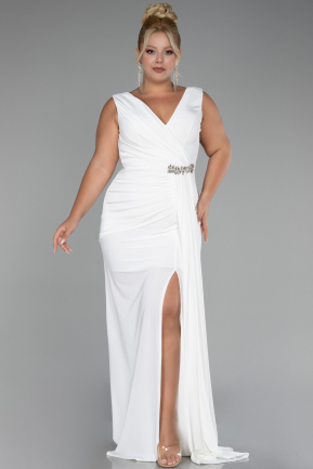 Robe Grande Taille Longue Blanc ABU3737