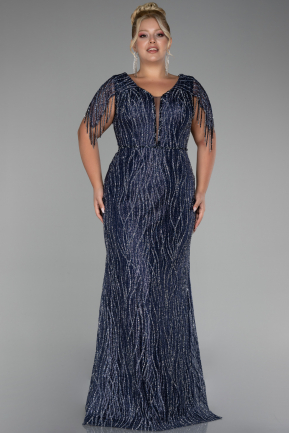 Robe De Soirée Grande Taille Longue Bleu Marine ABU4146