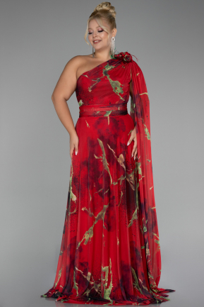 Robe De Soirée Grande Taille Longue Rouge ABU3744