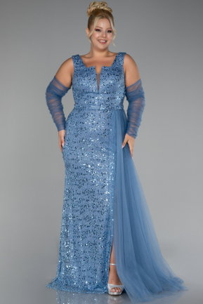 Robe De Fiançailles Grande Taille Squameuse Longue Indigo ABU3992