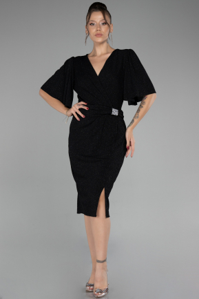 Robe De Invitation Grande Taille Midi Noir ABK2115