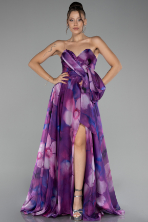 Robe de Soirée Longue Prune ABU4157