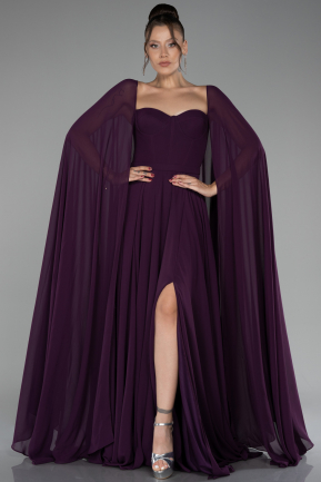 Robe de Soirée Longue Mousseline Violet ABU4158