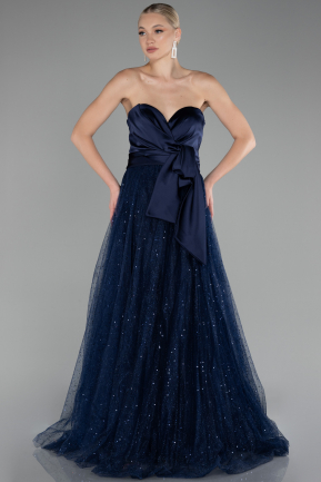 Robe De Soirée Longue Bleu Marine ABU4069