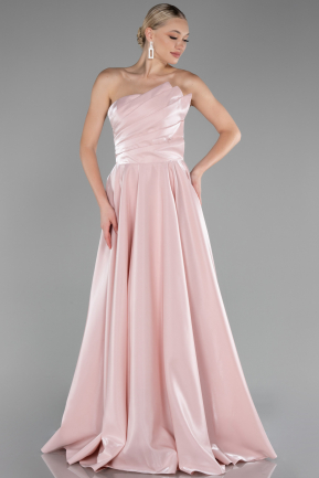 Robe de Soirée Longue Satin Poudre ABU4186