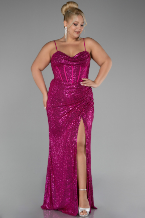 Robe Grande Taille Squameuse Longue Fushia ABU3322