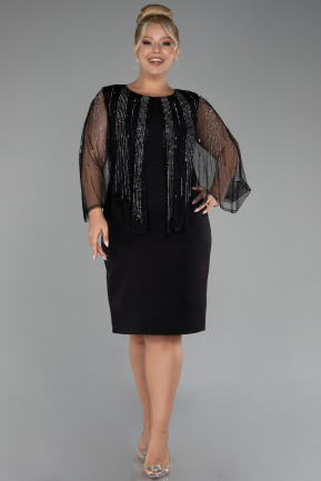 Robe De Invitation Grande Taille Midi Noir ABK2126