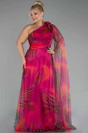 Robe De Soirée Grande Taille Longue Fushia ABU3993