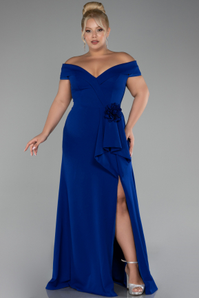 Robe De Soirée Grande Taille Longue Bleu Saxe ABU4200