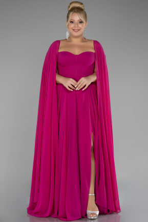 Robe Grande Taille Longue Mousseline Fushia ABU4161