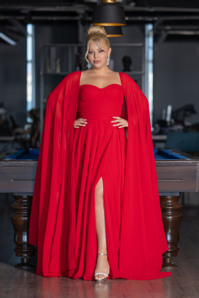 Robe Grande Taille Longue Mousseline Rouge ABU4161