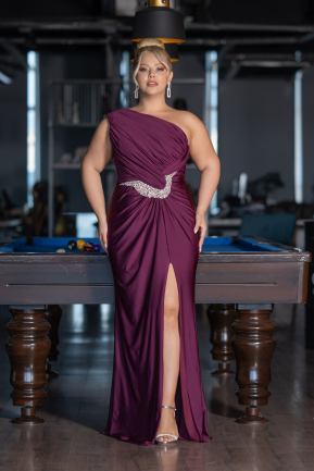 Robe De Fiançailles Grande Taille Longue Couleur Cerise ABU4148