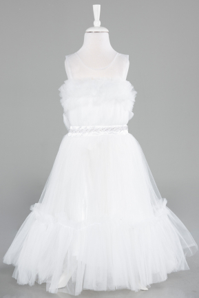 Robe de Soirée Enfants Longue Blanc ABU4221