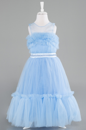 Robe de Soirée Enfants Longue Bleu ABU4221