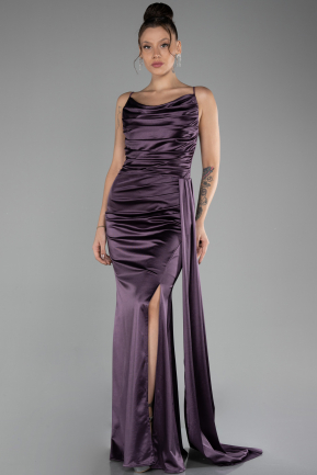 Robe De Soirée Satin Longue Lavande ABU2539