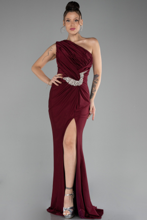 Robe De Soirée Longue Rouge Bordeaux ABU4116