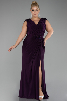 Robe De Soirée Grande Taille Longue Violet Foncé ABU2854