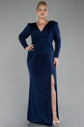 Robe de Soirée Grande Taille Longue Bleu Marine ABU3544