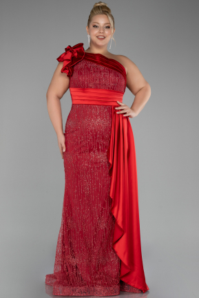 Robe De Fiançailles Grande Taille Longue Rouge ABU4060