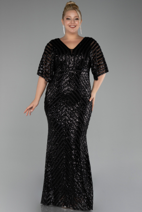 Robe de Soirée Grande Taille Longue Noir ABU2309