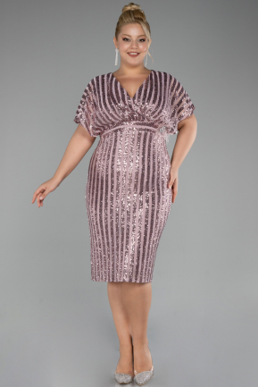 Robe De Invitation Grande Taille Midi Squameuse Poudre ABK2104