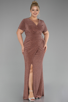 Robe de Soirée Grande Taille Longue Cuivre ABU4101