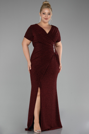 Robe de Soirée Grande Taille Longue Rouge Bordeaux ABU4101