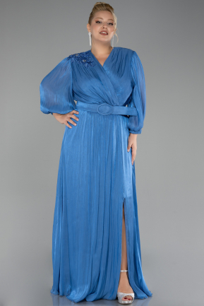 Robe De Fiançailles Grande Taille Longue Mousseline Indigo ABU3871