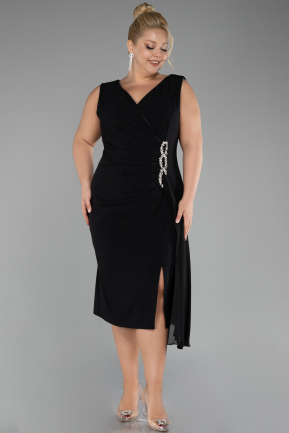 Robe De Fête Grande Taille Midi Noir ABK2057