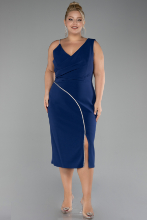 Robe De Fête Grande Taille Midi Bleu Marine ABK2059