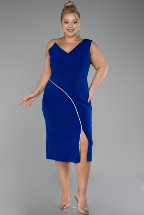 Robe De Fête Grande Taille Midi Bleu Saxe ABK2059