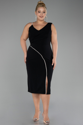 Robe De Fête Grande Taille Midi Noir ABK2059