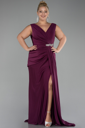 Robe Grande Taille Longue Prune ABU3737