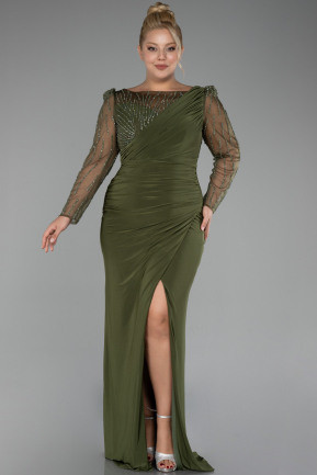 Robe De Soirée Grande Taille Longue Kaki ABU4119