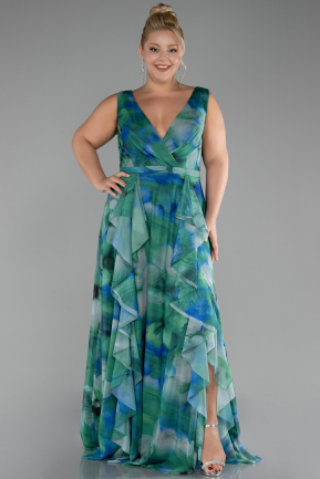 Robe De Soirée Grande Taille Longue Vert ABU4050