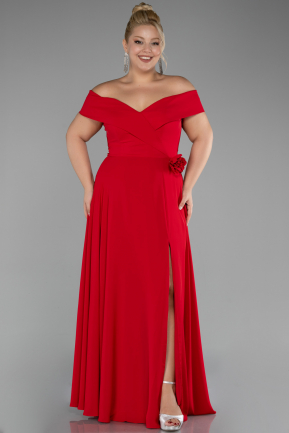 Robe Grande Taille Longue Mousseline Rouge ABU4234