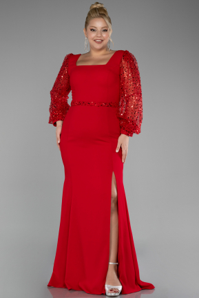 Robe De Soirée Grande Taille Longue Rouge ABU3912