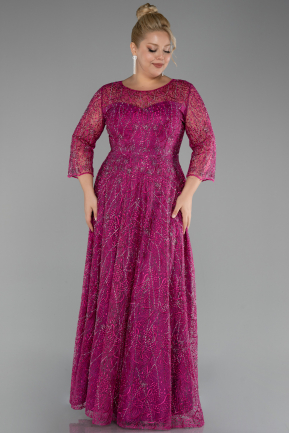 Robe Grande Taille Lacé Longue Fushia ABU3929