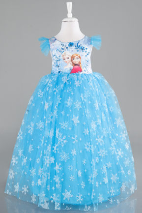 Robe de Soirée Enfants Longue Bleu ABU4237