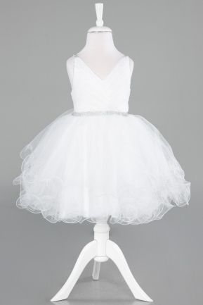 Robe de Soirée Enfants Courte Blanc ABK2142