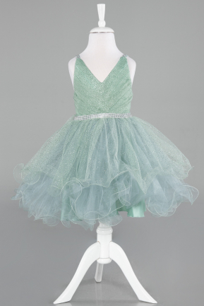 Robe de Soirée Enfants Courte Menthe ABK2142