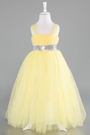 Robe De Soirée Enfants Longue Jaune ABU3031