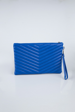 Sac de Soirée Cuir Bleu Saxe KC413