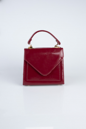 Sac de Soirée Cuir Rouge Bordeaux KC900