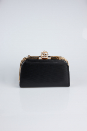 Sac de Soirée Luxe Cuir dentelé Noir KC130