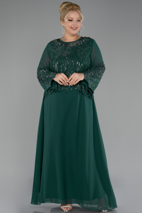 Robe De Soirée Grande Taille Longue Mousseline Émeraude ABU4254